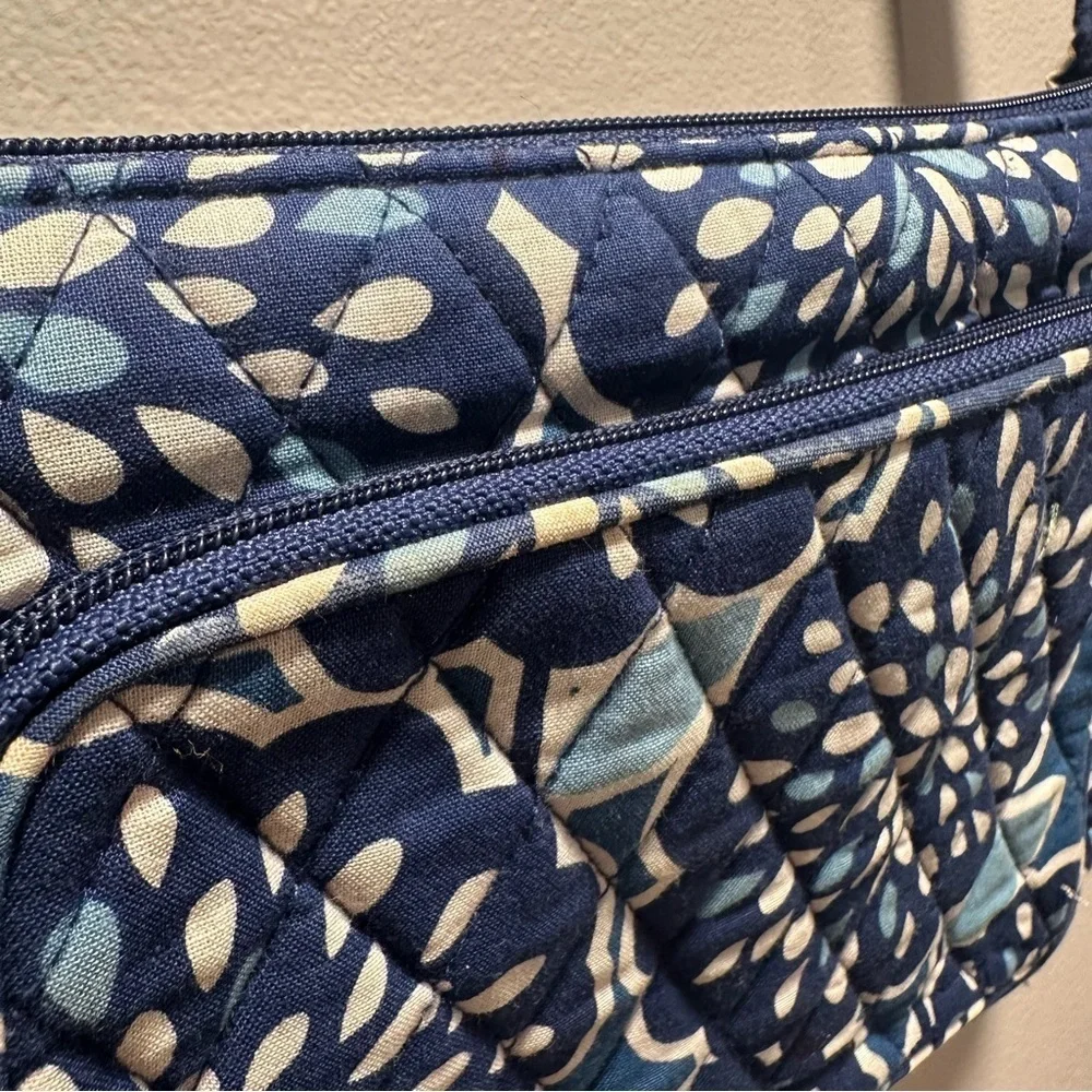 Vera Bradley Little Hipster Crossbody Small Cotton Bag Petal Splash in Blue GUC
